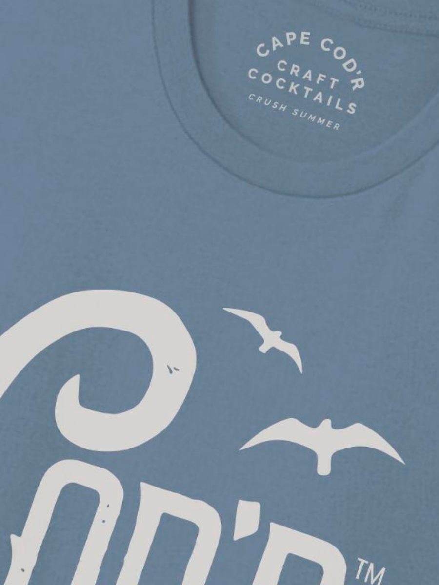 Cape Cod'r Logo T-shirt in blue close up